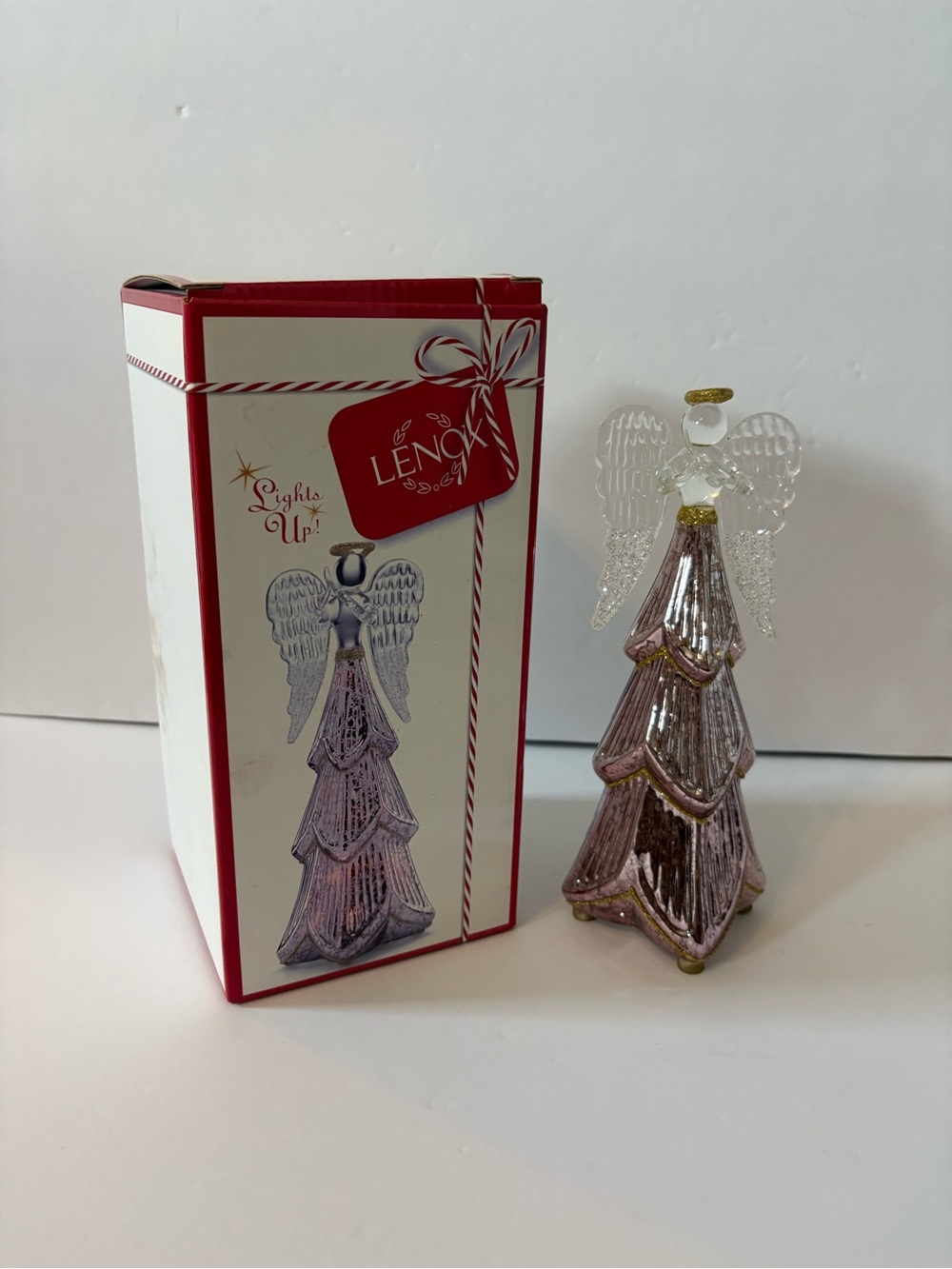 NIB Lenox Mercury Glass Light-Up Angel